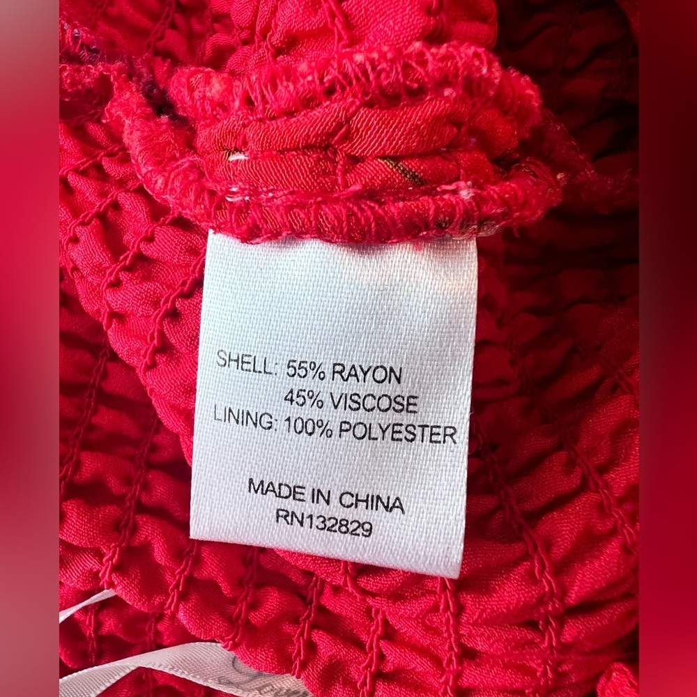 Lovers + Friends Red Floral Smocked Mini Skirt with Ruffle Hem Large - Picture 6 of 8